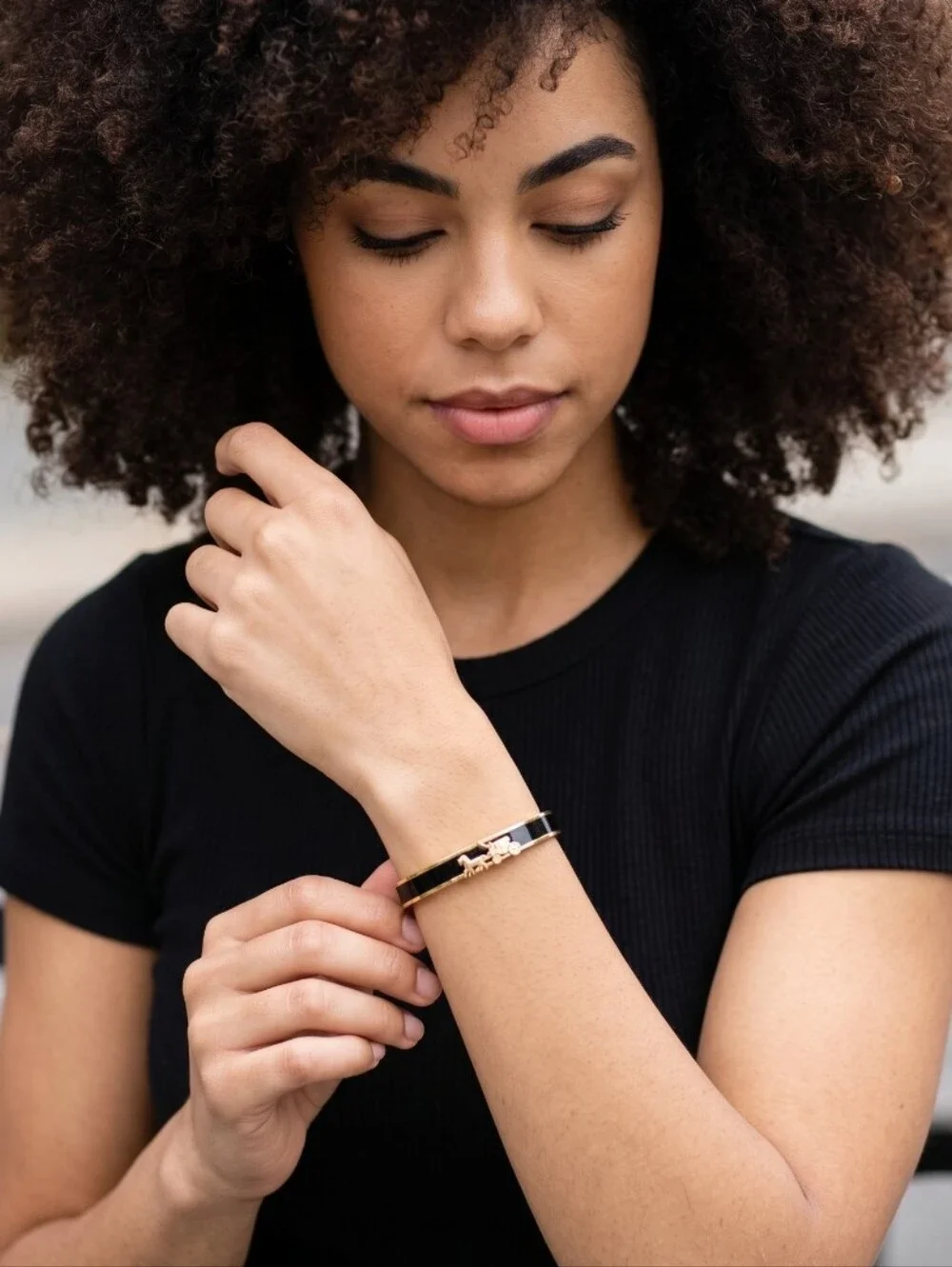 Coach Horse And Carriage Black Enamel Hinge Bracelet